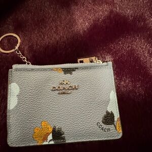 Coach Blue Floral Skinny ID Wallet